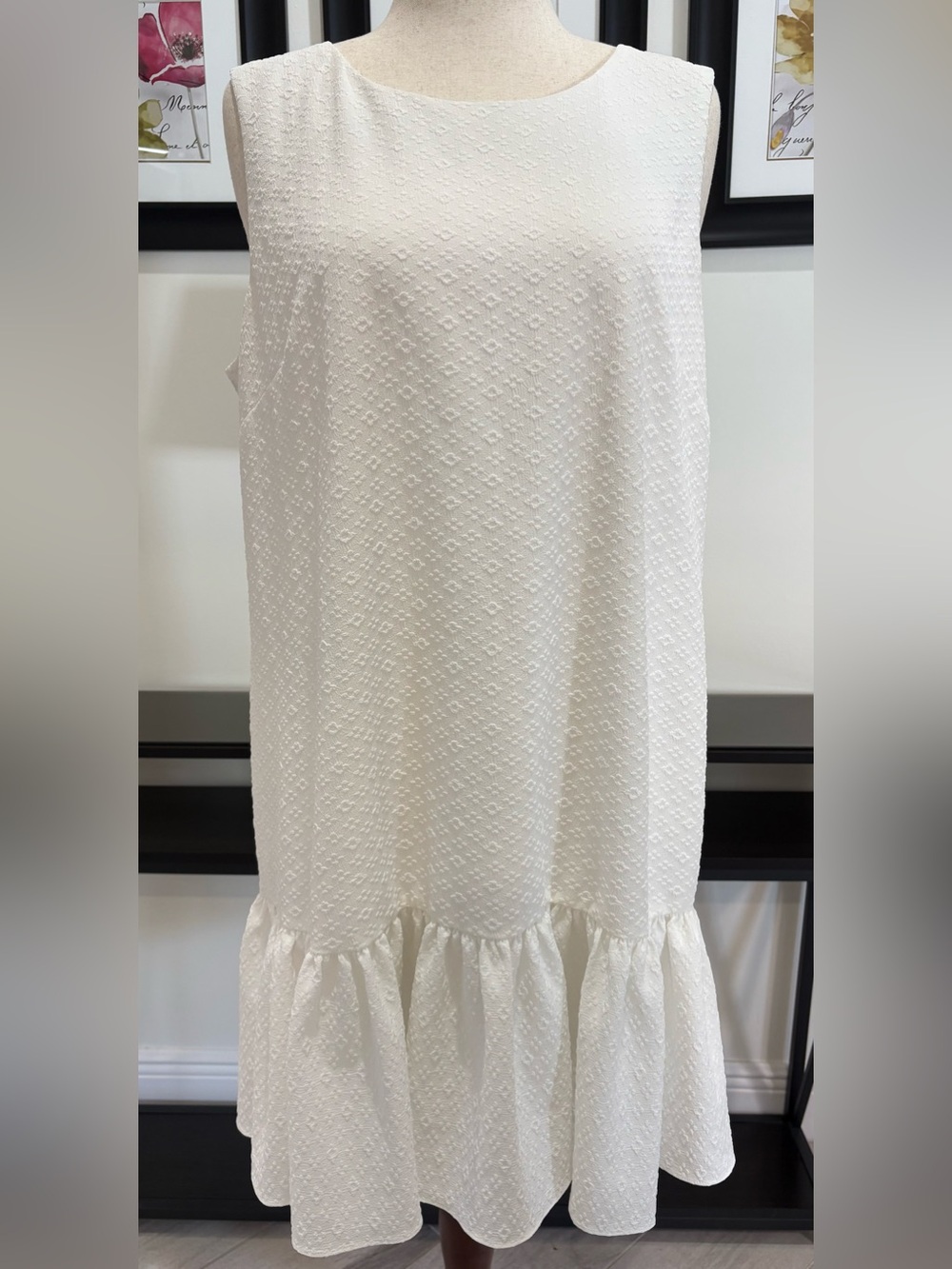 Tommy Hilfiger Ivory Textured Ruffle-Hem Midi Skirt